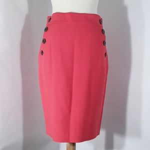 LOFT coral skirt with side buttons & pockets